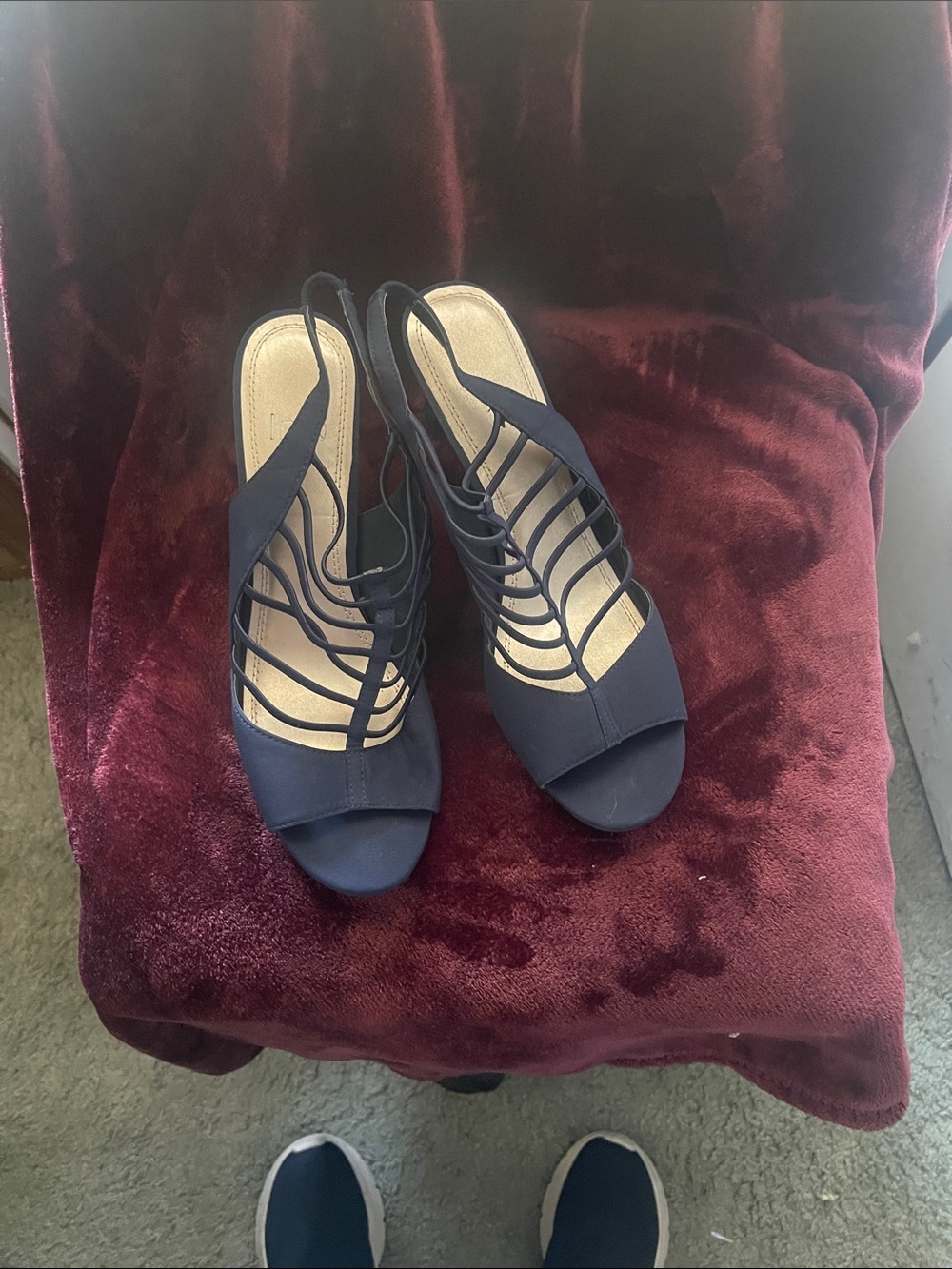 Strappy Navy Slingback Heels for Women
